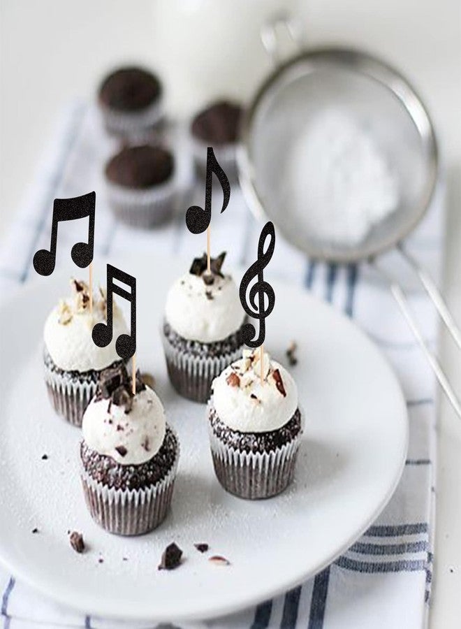 Incrizma 24 PCS Music Notes Cupcake Toppers Black Glitter Musical Symbol Cupcake Picks for Rock Music Concert Theme Baby Shower Wedding Birthday Party Cake Decorations Supplies (Music Notes, 24) - Image 5